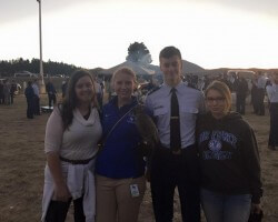 Me, my brother and his friend with a falcon and Marissa at the Air Force Academy Parents weekend