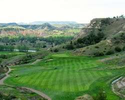 TEEING  OFF  AT  "BULLY PULPIT GOLF COURSE"   MADORA, NORTH DAKOTA
