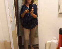 I know, bathroom photos are the worst! And I'm about to remodel it. But it's the only full length mirror I have.